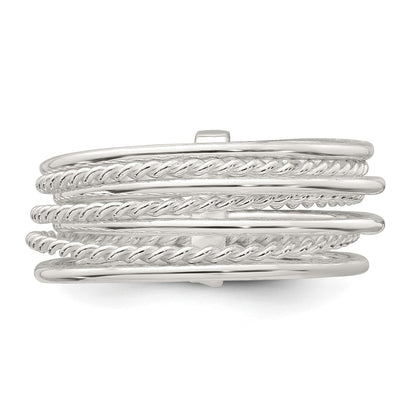Sterling Silver Polished and Textured Twisted Multi-Band Size 6 Ring