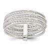 Sterling Silver Polished and Textured Twisted Multi-Band Size 8 Ring