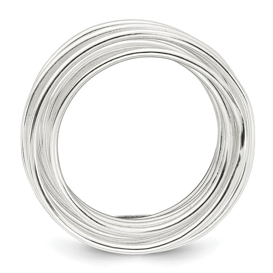 Sterling Silver Polished and Wrapped Spring Size 7 Flexible Ring