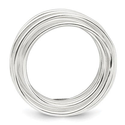 Sterling Silver Polished and Wrapped Spring Size 6 Flexible Ring