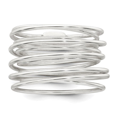 Sterling Silver Polished and Wrapped Spring Size 6 Flexible Ring