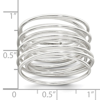 Sterling Silver Polished and Wrapped Spring Size 7 Flexible Ring