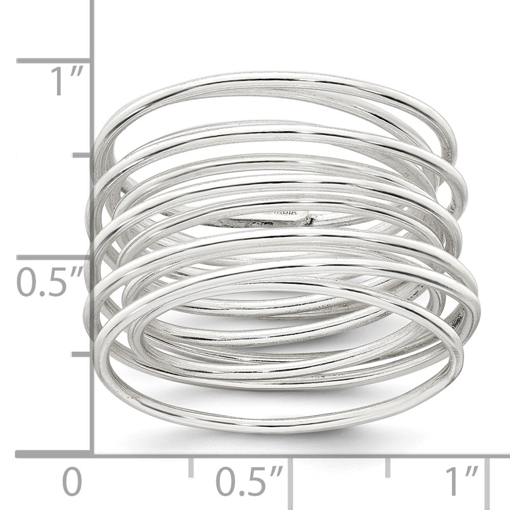 Sterling Silver Polished and Wrapped Spring Size 6 Flexible Ring