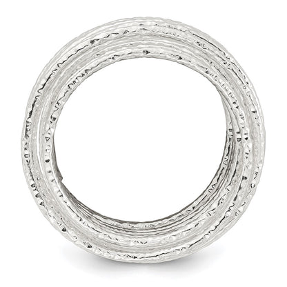 Sterling Silver Polished and Textured Wrapped Spring Size 7 Flexible Ring