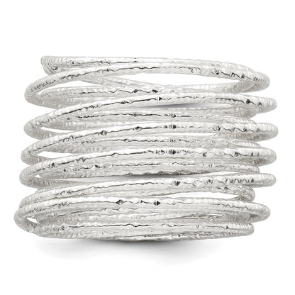 Sterling Silver Polished and Textured Wrapped Spring Size 6 Flexible Ring
