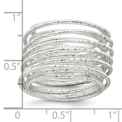 Sterling Silver Polished and Textured Wrapped Spring Size 7 Flexible Ring