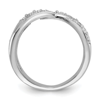 Sterling Silver Rhodium-plated CZ Polished Multi-Row Size 7 Ring