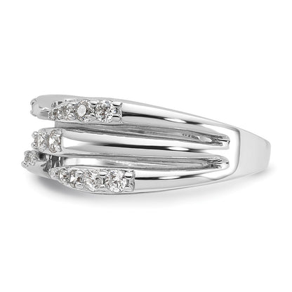 Sterling Silver Rhodium-plated CZ Polished Multi-Row Size 6 Ring