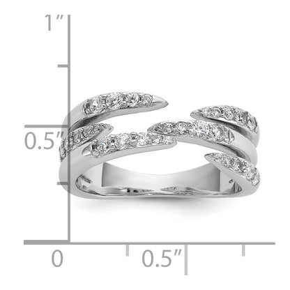 Sterling Silver Rhodium-plated CZ Polished Multi-Row Size 6 Ring