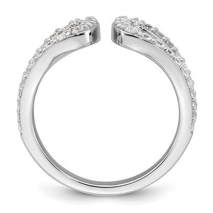 Sterling Silver Rhodium-plated Polished CZ Open Top Size 6 Ring