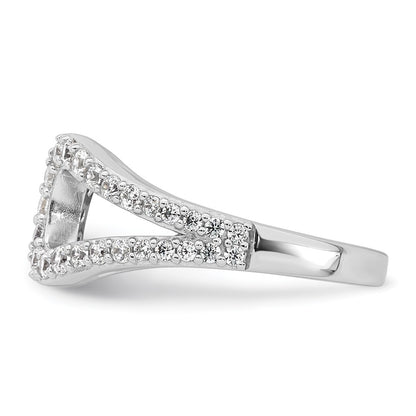 Sterling Silver Rhodium-plated Polished CZ Open Top Size 7 Ring