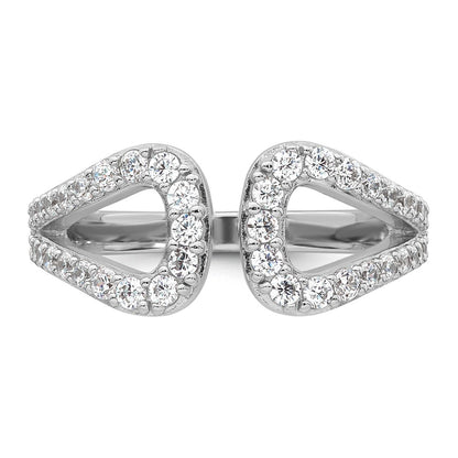 Sterling Silver Rhodium-plated Polished CZ Open Top Size 7 Ring