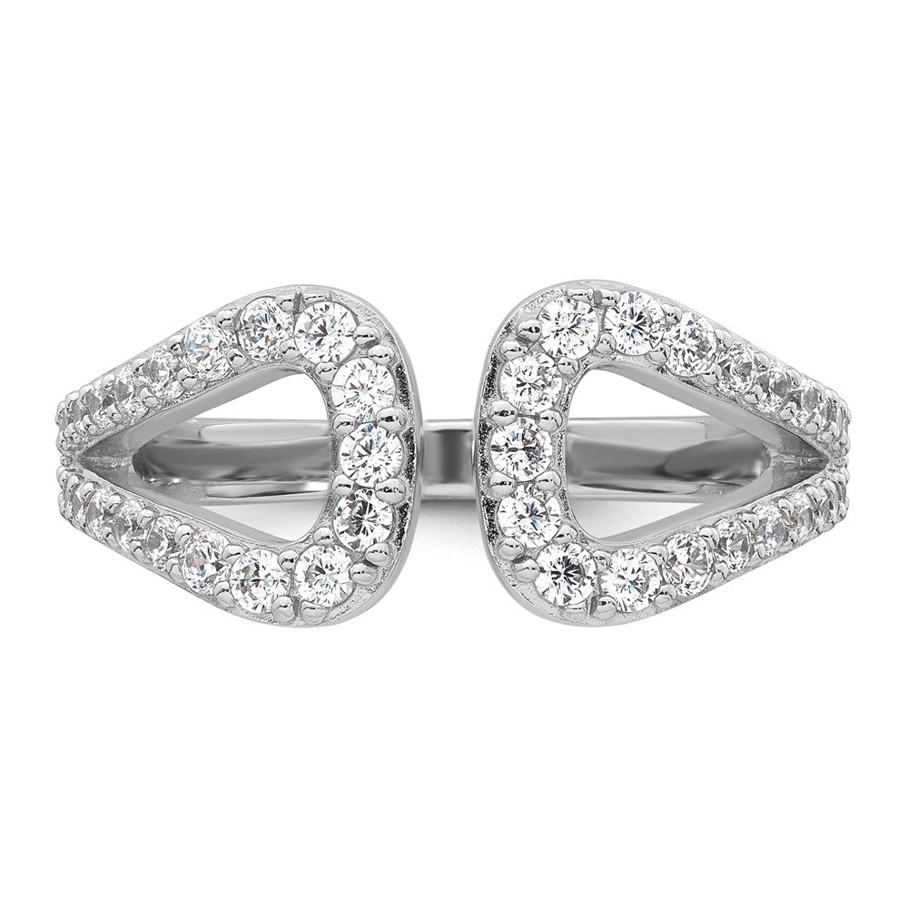 Sterling Silver Rhodium-plated Polished CZ Open Top Size 6 Ring
