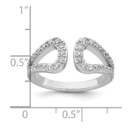 Sterling Silver Rhodium-plated Polished CZ Open Top Size 8 Ring
