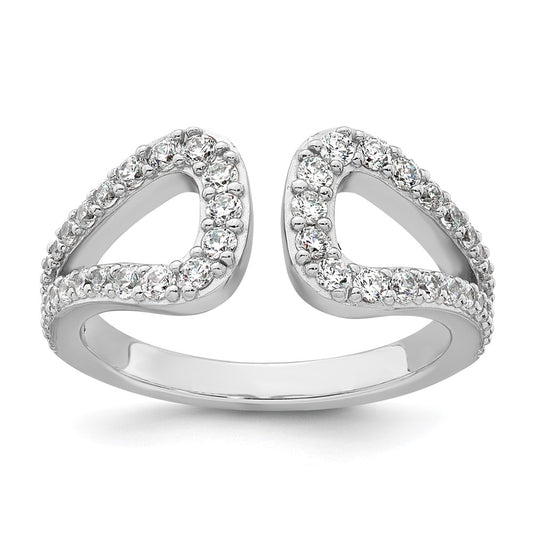 Sterling Silver Rhodium-plated Polished CZ Open Top Size 8 Ring