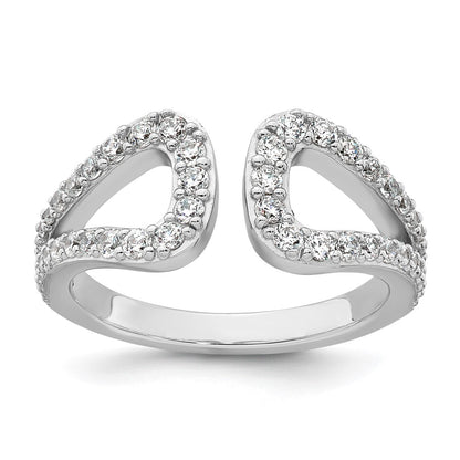 Sterling Silver Rhodium-plated Polished CZ Open Top Size 7 Ring