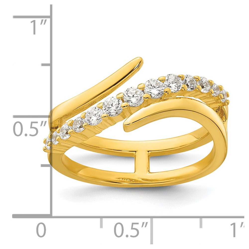 Sterling Silver Gold-tone Polished Fancy CZ Size 7 Bypass Ring