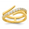 Sterling Silver Gold-tone Polished Fancy CZ Size 8 Bypass Ring