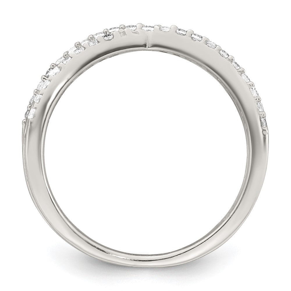Sterling Silver Polished White CZ Fancy Crossed Size 7 Ring
