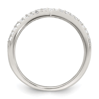 Sterling Silver Polished White CZ Fancy Crossed Size 7 Ring