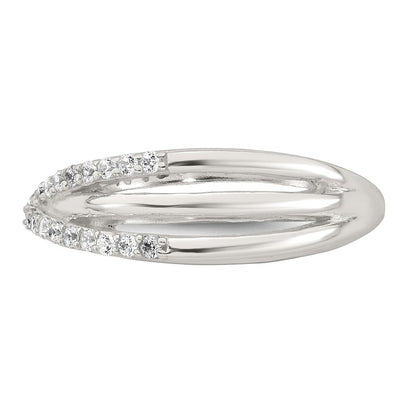 Sterling Silver Polished White CZ Fancy Crossed Size 6 Ring