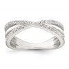 Sterling Silver Polished White CZ Fancy Crossed Size 8 Ring