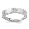 Sterling Silver Rhodium-plated Polished Pave CZ Squares Size 6 Adjustable Ring