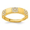 Sterling Silver Gold-tone Polished Pave CZ Squares Size 6 Adjustable Ring