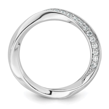 Sterling Silver Rhodium-plated Polished and Twisted CZ 3.1mm Band Size 7 Ring
