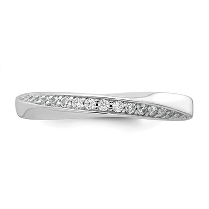 Sterling Silver Rhodium-plated Polished and Twisted CZ 3.1mm Band Size 7 Ring