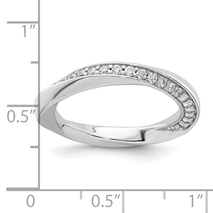 Sterling Silver Rhodium-plated Polished and Twisted CZ 3.1mm Band Size 7 Ring
