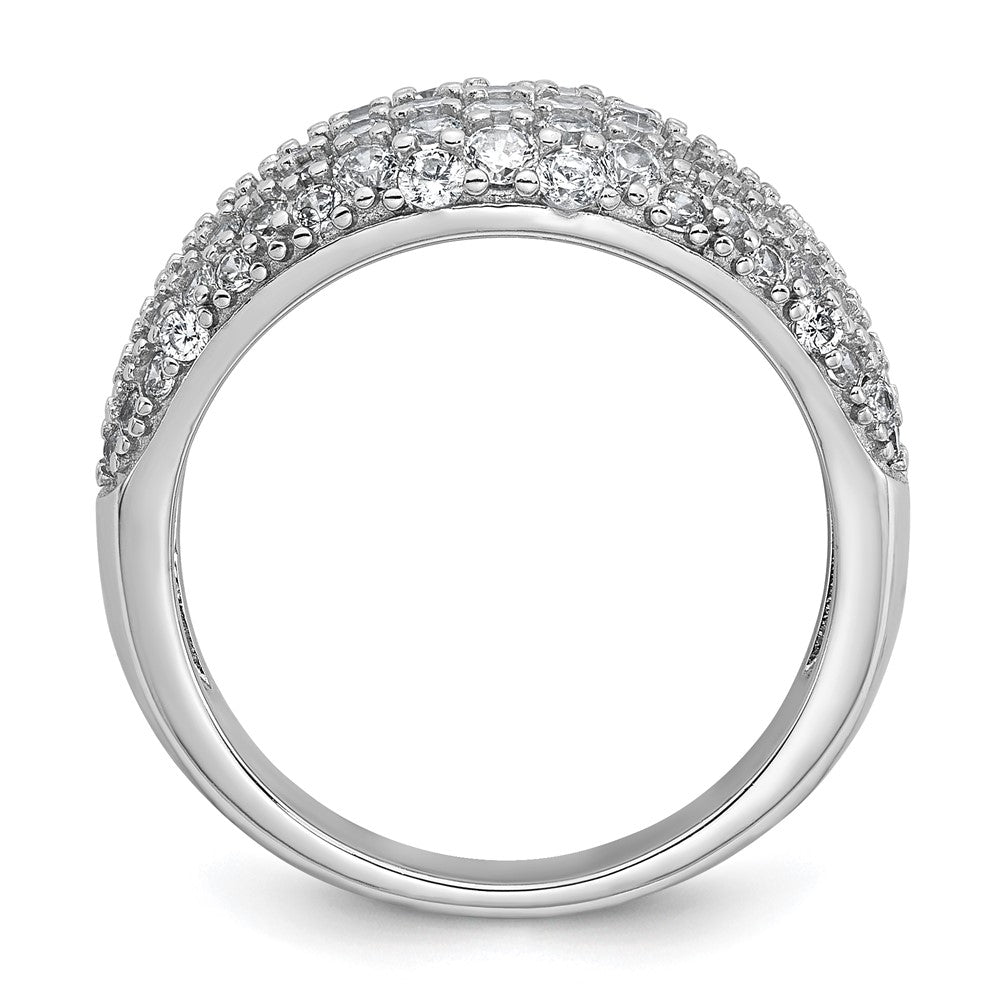 Sterling Silver Rhodium-plated Polished Tapered Pave CZ Size 7 Ring