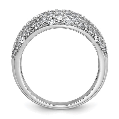 Sterling Silver Rhodium-plated Polished Tapered Pave CZ Size 7 Ring