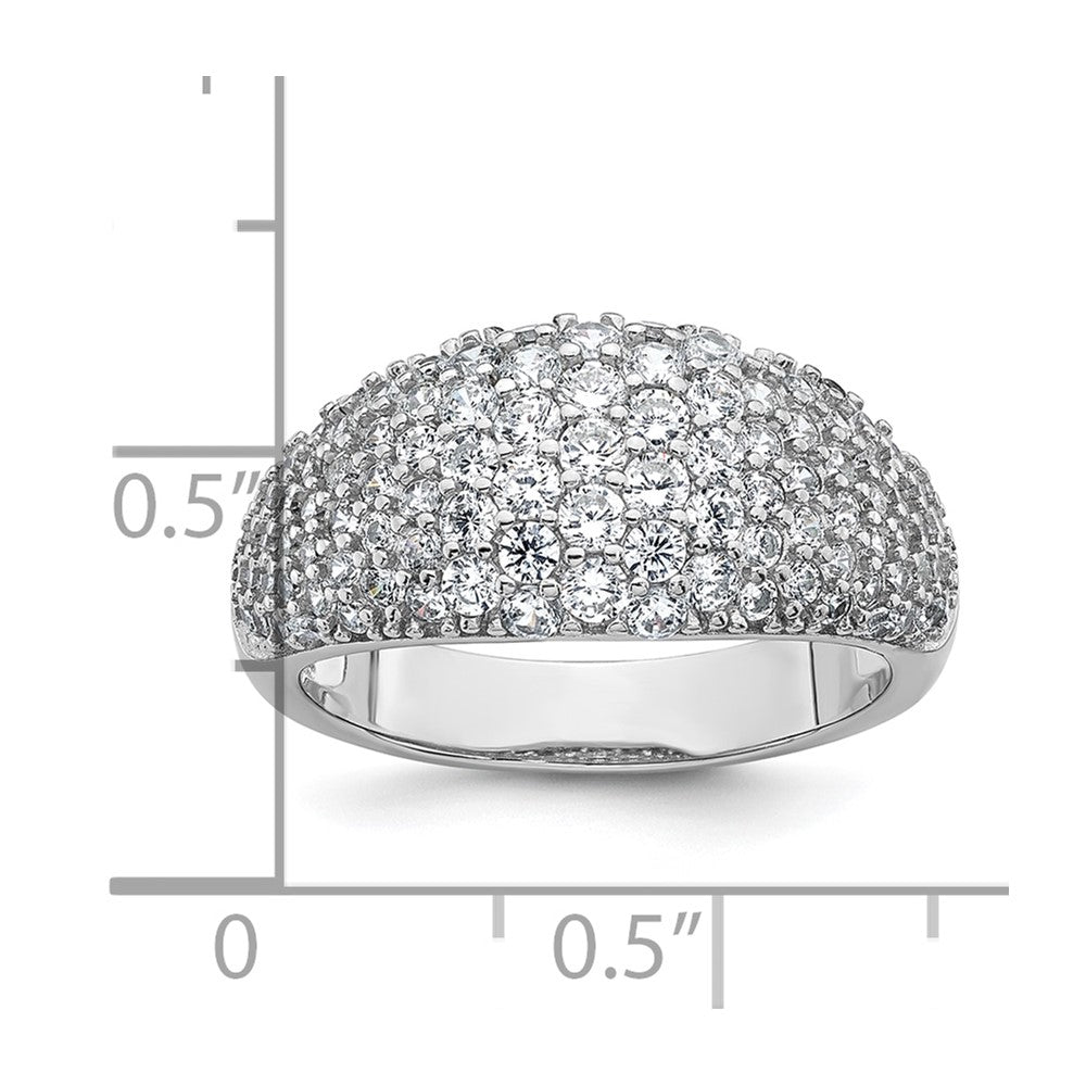 Sterling Silver Rhodium-plated Polished Tapered Pave CZ Size 6 Ring