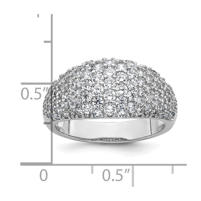 Sterling Silver Rhodium-plated Polished Tapered Pave CZ Size 8 Ring
