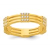 Sterling Silver Gold-tone Polished CZ 3-Row Size 7 Eternity Band Ring