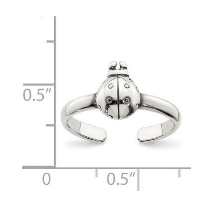 Sterling Silver Antiqued Ladybug Toe Ring