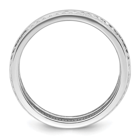 Sterling Silver Rhodium-plated Polished 6.5mm CZ Band Size 6 Ring