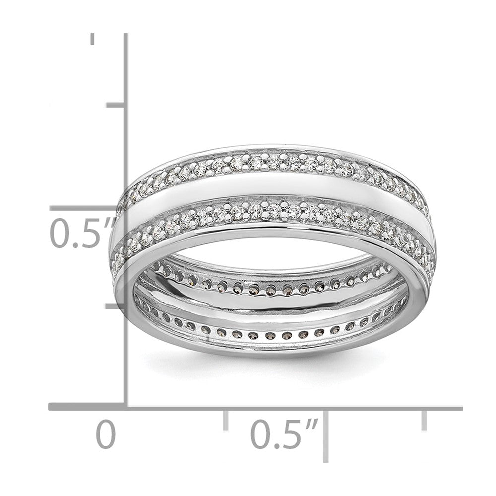 Sterling Silver Rhodium-plated Polished 6.5mm CZ Band Size 6 Ring