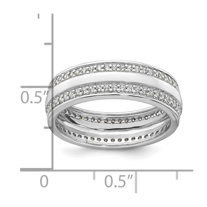Sterling Silver Rhodium-plated Polished 6.5mm CZ Band Size 8 Ring