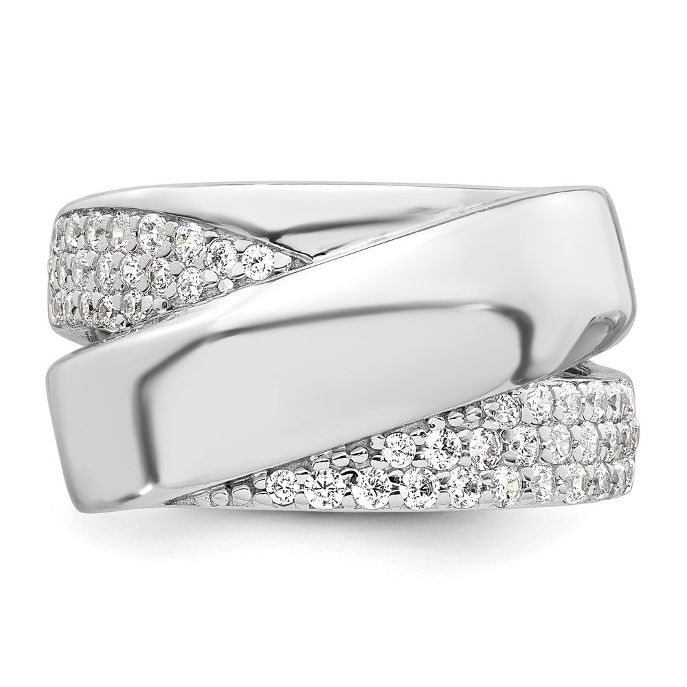 Sterling Silver Rhodium-plated Polished Fancy CZ Size 7 Ring
