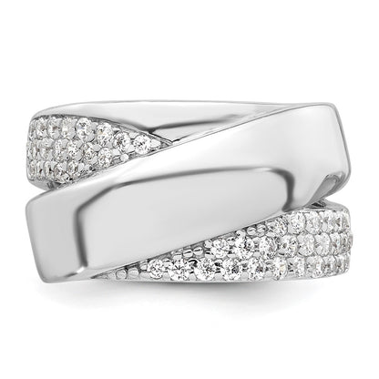 Sterling Silver Rhodium-plated Polished Fancy CZ Size 7 Ring