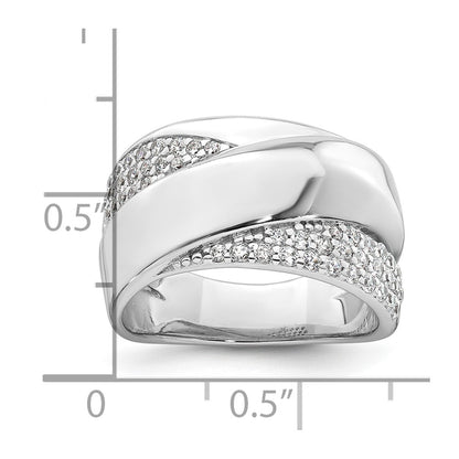 Sterling Silver Rhodium-plated Polished Fancy CZ Size 6 Ring