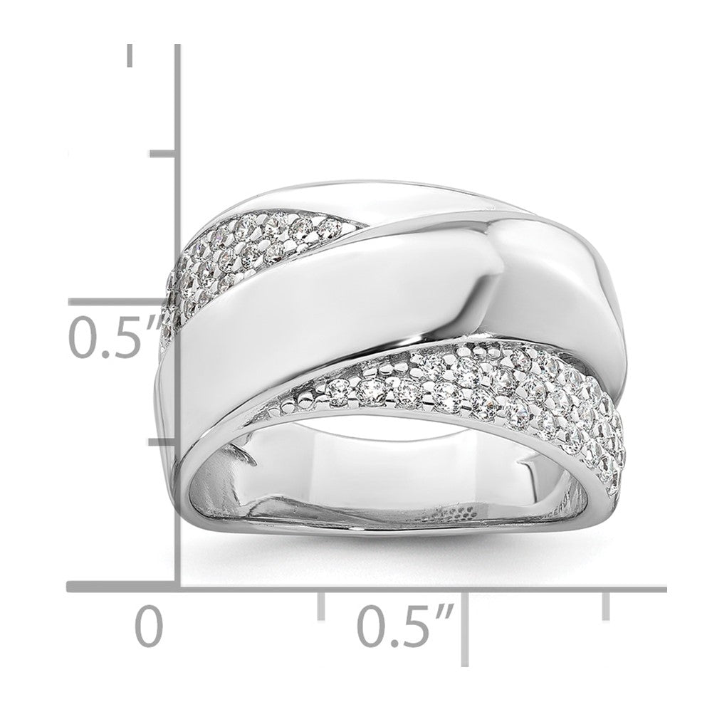 Sterling Silver Rhodium-plated Polished Fancy CZ Size 7 Ring