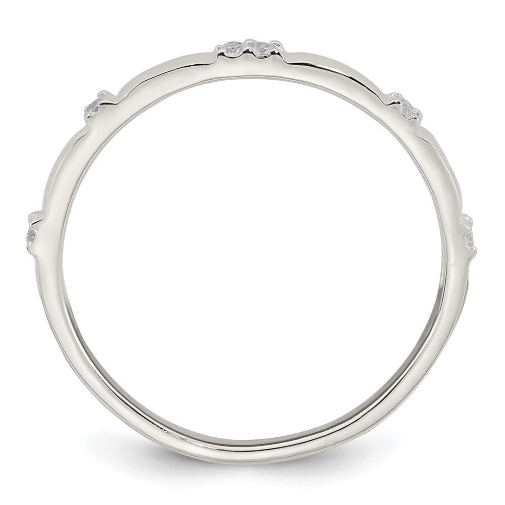 Sterling Silver Polished CZ 1.5mm Band Size 7 Ring
