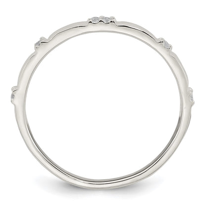 Sterling Silver Polished CZ 1.5mm Band Size 7 Ring
