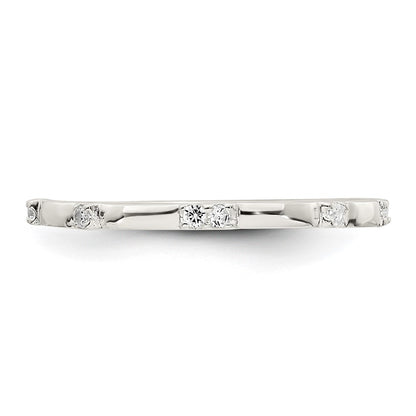 Sterling Silver Polished CZ 1.5mm Band Size 7 Ring