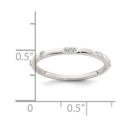 Sterling Silver Polished CZ 1.5mm Band Size 6 Ring