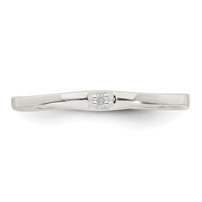 Sterling Silver Polished CZ 1.5mm Band Size 7 Ring
