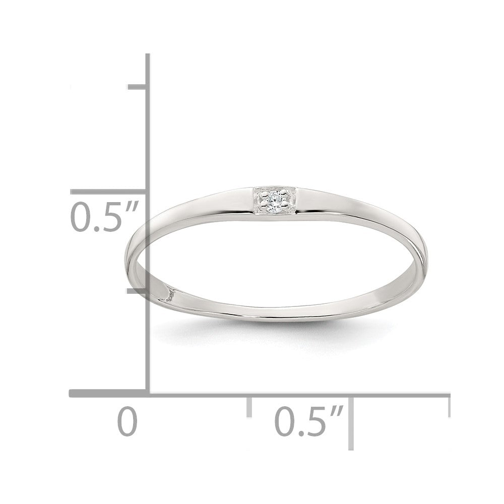 Sterling Silver Polished CZ 1.5mm Band Size 6 Ring